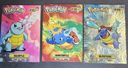 SQUIRTLE X WARTORTLE X BLASTOISE - POKEMON KANTO CARDS TOP POKEDEX CCG FOIL - Image 1