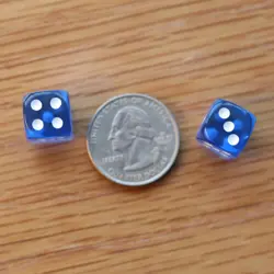 Tiny Blue Dice Bag & Blue Glass Gems Life Energy, Gaming Tokens Counters MTG - Image 4