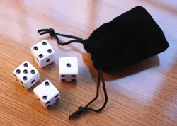 Tiny Dice Bag & 4x 16mm 5/8" White Dice (MTG Magic) Game Counters Gaming - Image 1