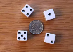 Tiny Dice Bag & 4x 16mm 5/8" White Dice (MTG Magic) Game Counters Gaming - Image 2