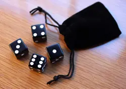 Tiny Dice Bag & 4x 16mm 5/8" Black Dice (MTG Magic) Game Counters Gaming - Image 1