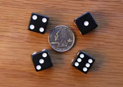 Tiny Dice Bag & 4x 16mm 5/8" Black Dice (MTG Magic) Game Counters Gaming - Image 2