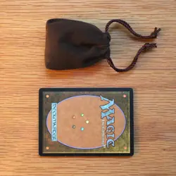 Tiny Brown Dice Bag & Black Glass Gem Tokens, Counters Small Gaming Stones MTG - Image 2