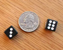 Tiny Brown Dice Bag & Black Glass Gem Tokens, Counters Small Gaming Stones MTG - Image 4