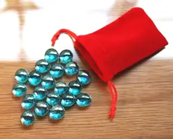 Tiny Red Dice Bag & Blue Glass Gem Tokens, Energy Counters Gaming Stones MTG - Image 5