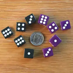 Tiny Dice Bag Lot Purple Dice & Black Glass Gem Tokens, Game Counters Magic MTG - Image 2
