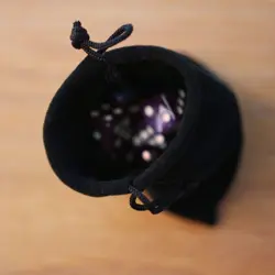 Tiny Dice Bag Lot Purple Dice & Black Glass Gem Tokens, Game Counters Magic MTG - Image 5