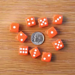 10x 12mm Orange Gaming Dice & Tiny Bag Tokens +1/+1 (Counters Gaming MTG Magic) - Image 2