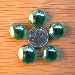Tiny Dice Bag & Green Glass Gem Tokens Life Counters Saproling Gaming Stones MTG - Image 3