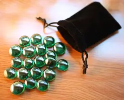 Tiny Dice Bag & Green Glass Gem Tokens Life Counters Saproling Gaming Stones MTG - Image 5