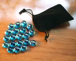 Tiny Dice Bag & Blue Glass Gem Tokens, Life Energy Counters Gaming Stones MTG - Image 5