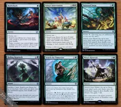 Set 6 Green Land Fetch Ramp Spells *NM* Magic MTG Bushwhack Nylea's Intervention - Image 1