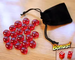 Tiny Dice Bag & Red Glass Gem Tokens, Life Counters Gaming Stones Energy MTG - Image 1