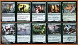 Set of 10 Green Elk Creatures *NM* (Magic the Gathering MTG) Dawnglade Regent - Image 1