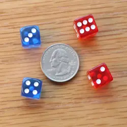 Lot of 2 Tiny Dice Bags Red & Blue Glass Gem Tokens, Gaming Counters Magic MTG - Image 5