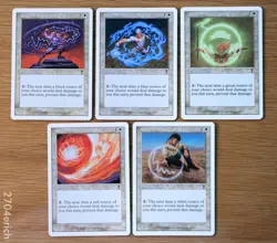 Set of 5 7th Circle of Protection Black, Blue, Green, Red, White *NM* Magic MTG - Image 1