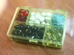 Small Green Box of All Colors Tokens, Life Counters Gaming Stones Dice Bag MTG - Image 1