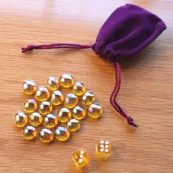 Tiny Purple Dice Bag & Gold Glass Gem Tokens, Life, Energy Counters Stones MTG - Image 1