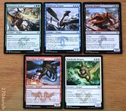 Set of 5 Fate Reforged Uncommon Dragons / 5 Colors *NM* English MTG Destructor - Image 1