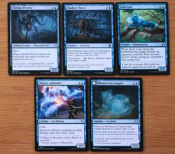 Set of 5 Blue Cat Creatures *NM* (Magic MTG) - Image 1