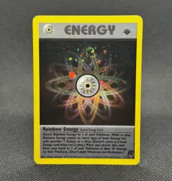 Pokemon Rainbow Energy 17/82 Team Rocket 1st Edition Holo Rare Holo DMGD* - Image 1