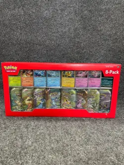 Pokemon TCG: Scarlet & Violet: Prismatic Evolutions Mini Tin, Worn Box - Image 1