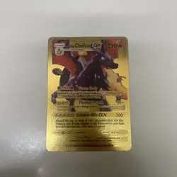 Shining Charizard GX Gold Foil Fan Art Vinyl Textured Collector Pokemon Card - Image 1