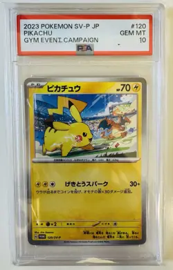2023 Pokemon JPN SV-P Promo Gym Event Campaign #120 Pikachu PSA 10 - Image 1