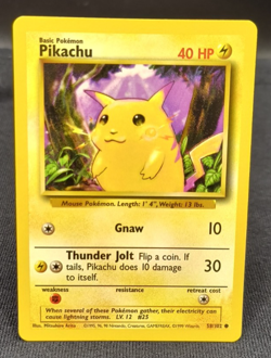 Pokemon Pikachu Yellow Cheeks w/ Shadow 58/102 Base Set - Vintage Unplayed NM - Image 1