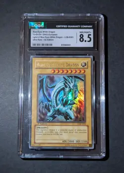 Yugioh Blue Eyes White Dragon LOB-E001 1st Edition CGC Grade 8.5 Near Mint Pop 1 - Image 1