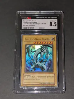 Yugioh Blue Eyes White Dragon LOB-E001 1st Edition CGC Grade 8.5 Near Mint Pop 1 - Image 3
