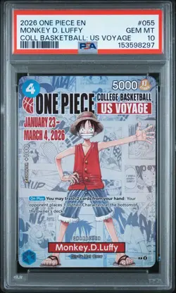 2026 One Piece EN College Basketball US Voyage #055 Monkey D Luffy PSA 10 - Image 1