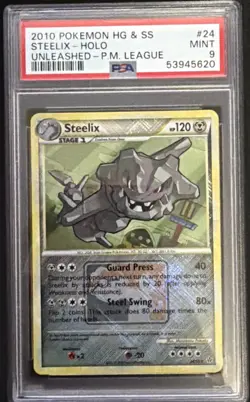 2010 POKEMON HEARTGOLD & SOULSILVER UNLEASHED #24 STEELIX-HOLO PSA 9 - Image 1