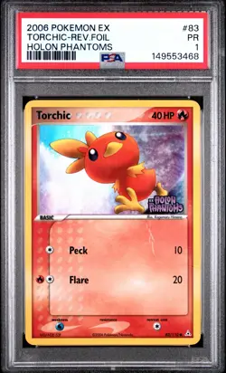 PSA 1 PR 2006 Pokemon EX Holon Phantoms Torchic REVERSE Holo Foil Rare 83/110 - Image 1