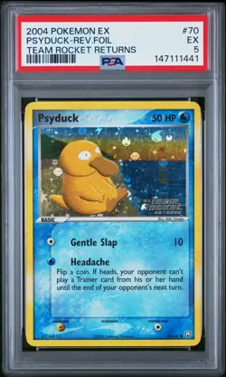 2004 Pokemon EX Team Rocket Returns 70 Psyduck Reverse Holo PSA 5 147111441 - Image 1
