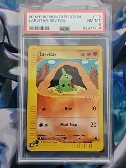 2002 Pokemon Expedition Reverse Holo Larvitar 116/165 #116 Graded PSA 8 NM-MT - Image 1