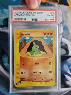 2002 Pokemon Expedition Reverse Holo Larvitar 116/165 #116 Graded PSA 8 NM-MT - Image 3