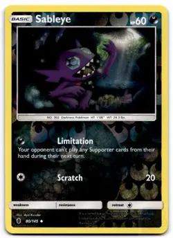 Sableye 80/145 Uncommon Guardians Rising Pokemon Reverse Holo Near Mint - Image 1