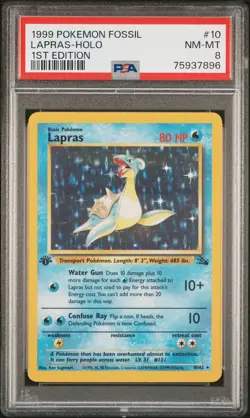 1999 Pokemon Fossil 1st Edition 10 Lapras Holo PSA 8 75937896 - Image 1