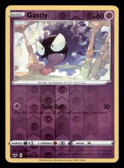 Gastly 083/202 Common Sword & Shield Pokemon TCG Reverse Holo NM - Image 1