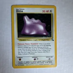 1999 High Grade! Pokemon TCG Ditto Fossil Holo Rare 3/62 50 HP Basic Wizards - Image 1