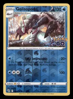 Golisopod 026/078 Holo Rare Pokemon GO Pokemon TCG Reverse Holo NM - Image 1