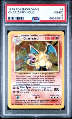 1999 Pokemon Game 4 Charizard Rare Holo PSA 4 116096812 - Image 1