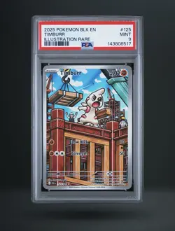 Pokemon Timburr 125/086 Sv: Black Bolt Illustration Rare Holo PSA 9 70 HP - Image 1