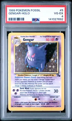 1999 Pokemon Fossil 5 Gengar Holo PSA 4 141027692 - Image 1