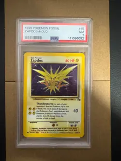 1999 POKEMON FOSSIL #15 ZAPDOS-HOLO PSA 7 - Image 1