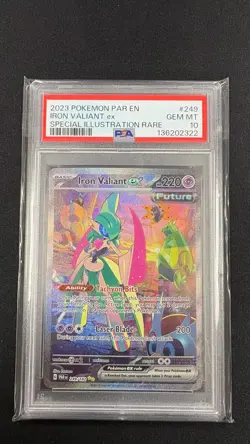 PSA 10 Iron Valiant EX 249/182 Paradox Rift SIR Holo Pokemon Card - Gem Mint - Image 1
