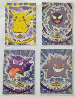 Pokemon Topps Full Evolution Set #92 #93 #94 - Gastly Haunter Gengar + Pikachu - Image 1