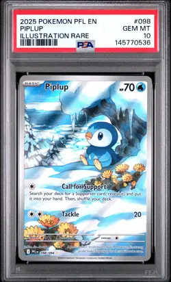 2025 POKEMON PFL EN-PHANTASMAL FLAMES ILLUSTRATION RARE #098 PIPLUP PSA 10 - Image 1