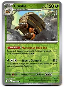Crustle 012/182 Rare Destined Rivals Pokemon Reverse Holo Near Mint - Image 1
